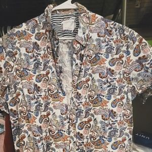 Denim and flower men's shirt